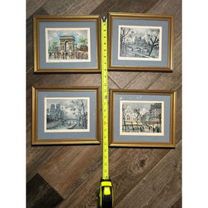 4 small pictures of Paris -gold frame -Home Decor